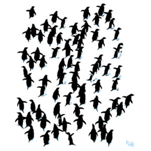 Adelie penguins, Antarctica… running away. Design