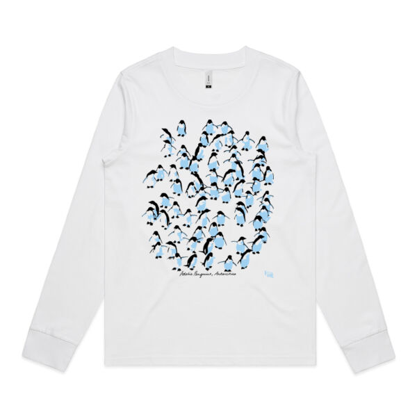 Adelie Penguins Antarctica - Womens Dice Longsleeve Tee Thumbnail