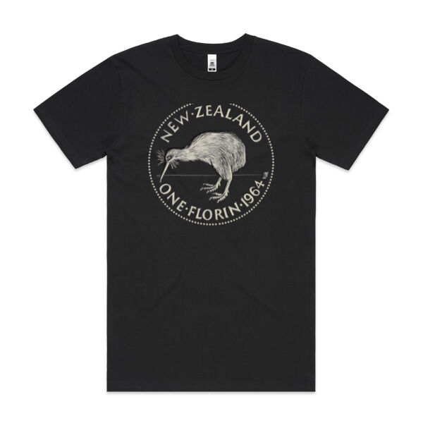 Kiwi New Zealand one florin coin - Mens Block T shirt Thumbnail